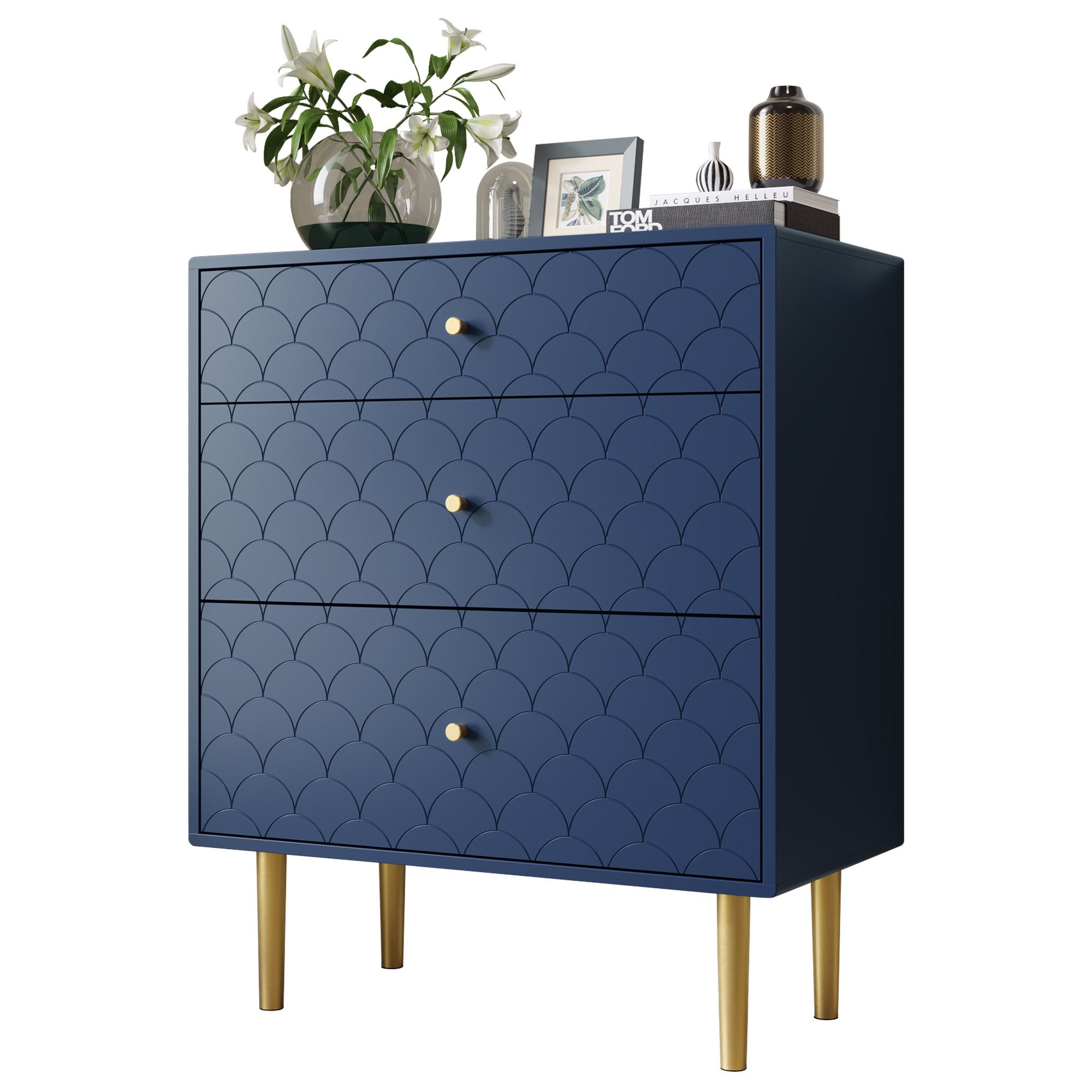 SOFTWEARY Kommode Mehrzweckschrank mit Schubladen (75/40/89 cm)