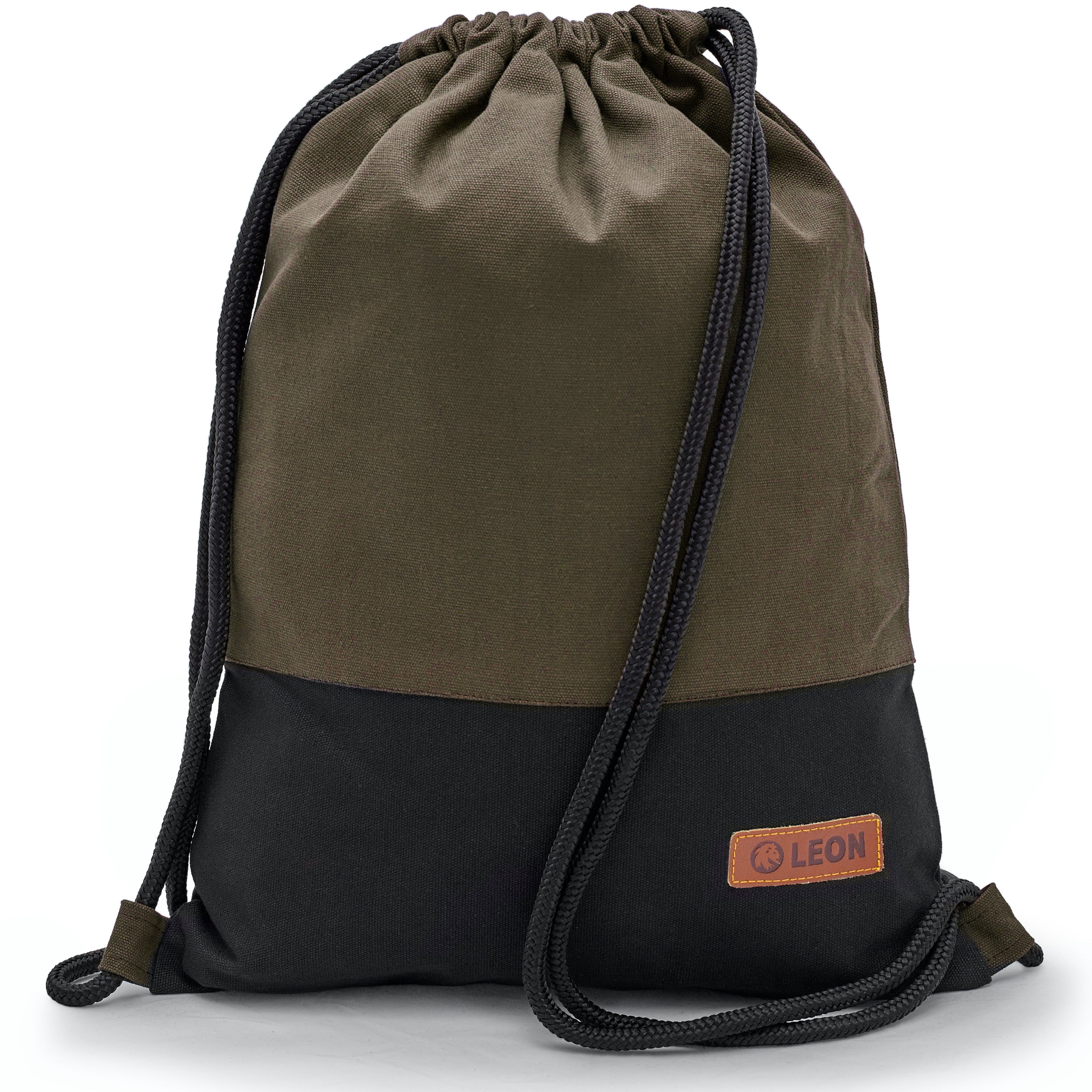 By Bers Turnbeutel Leon By Bers Turnbeutel Beutelrucksack Freizeitrucksack (Tagesrucksack Beutelrucksack Freizeitrucksack Turnbeutel für Strand Sport Festival Freizeit Alltag Einkauf aus Baumwolle Innentasche Schlüsselband), robuste hochwertige Baumwolle - bestens verarbeitet