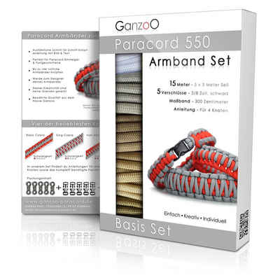 Ganzoo Bastel-Armband Paracord 550 Armband Set selbst knüpfen, Bastelset, DIY Knüpf-Bracelet