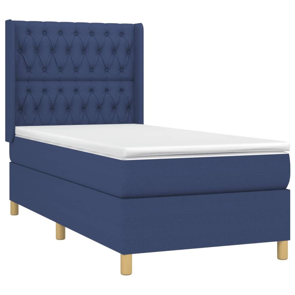 Bett Boxspringbett mit Matratze Blau 90x200 cm Stoff
