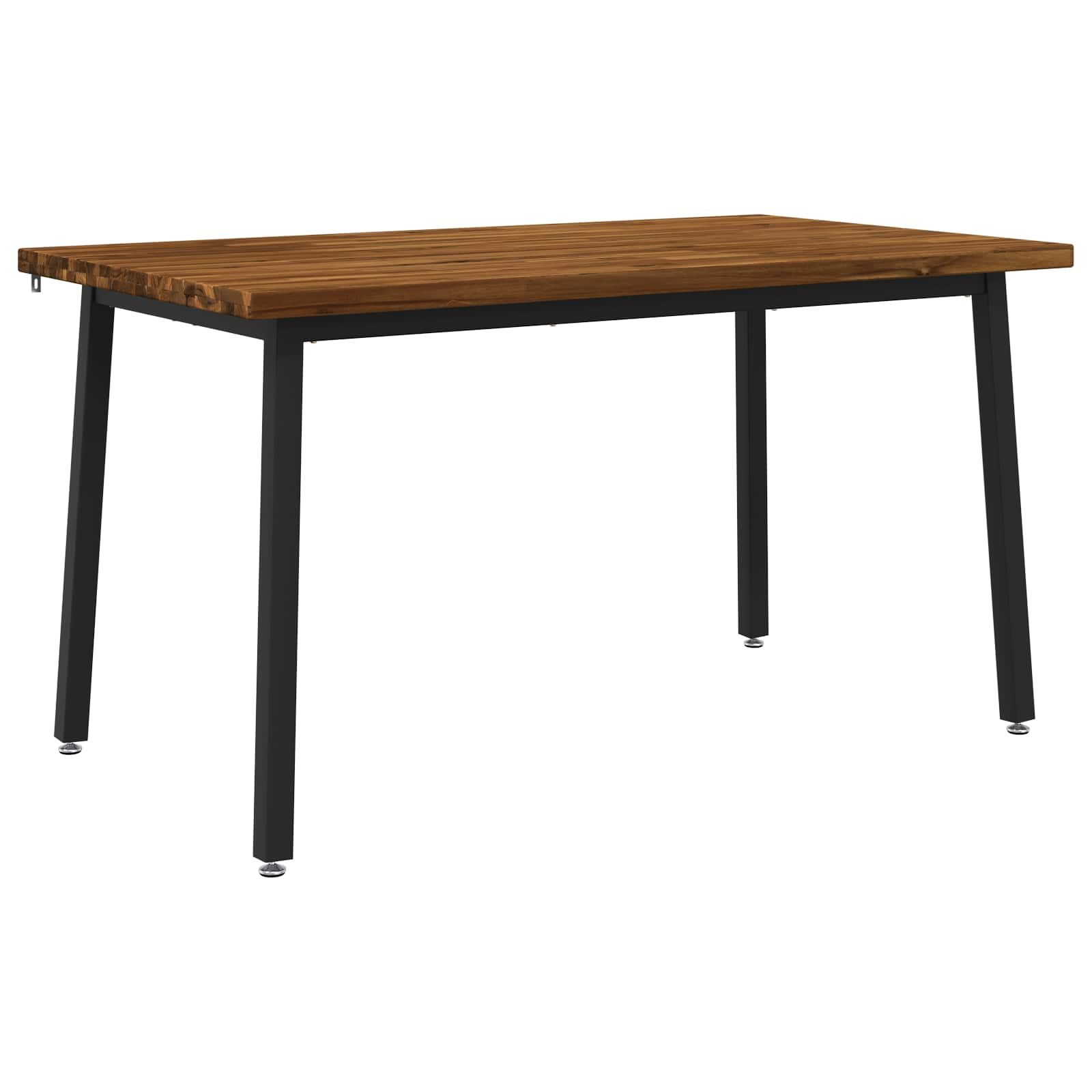 vidaXL Esstisch 140 x 70 x 75 cm Massivholz Natürlich und Schwarz (1-St)
