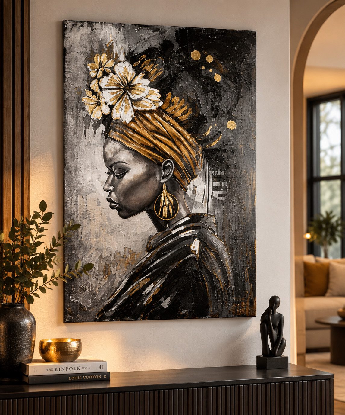 MF Wandbild Metallbild Beauty in Black Frauenmotiv schwarz 80 x 120 cm, (1 St)