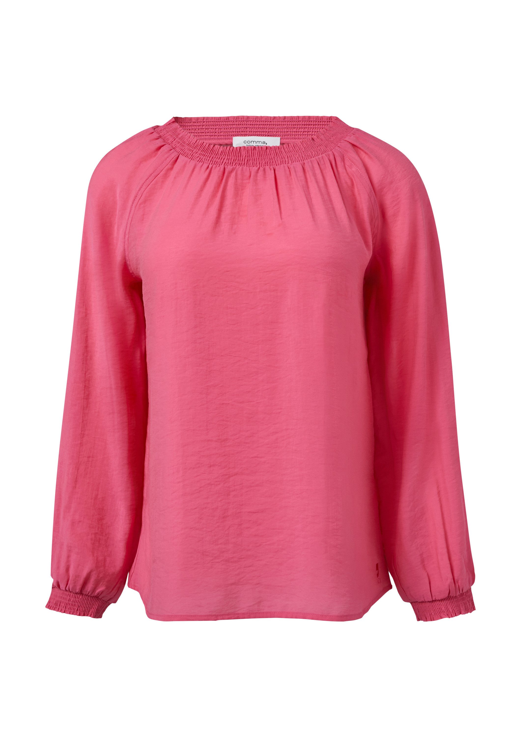 comma Langarmbluse Bluse Bluse mit elastischem Ausschnitt