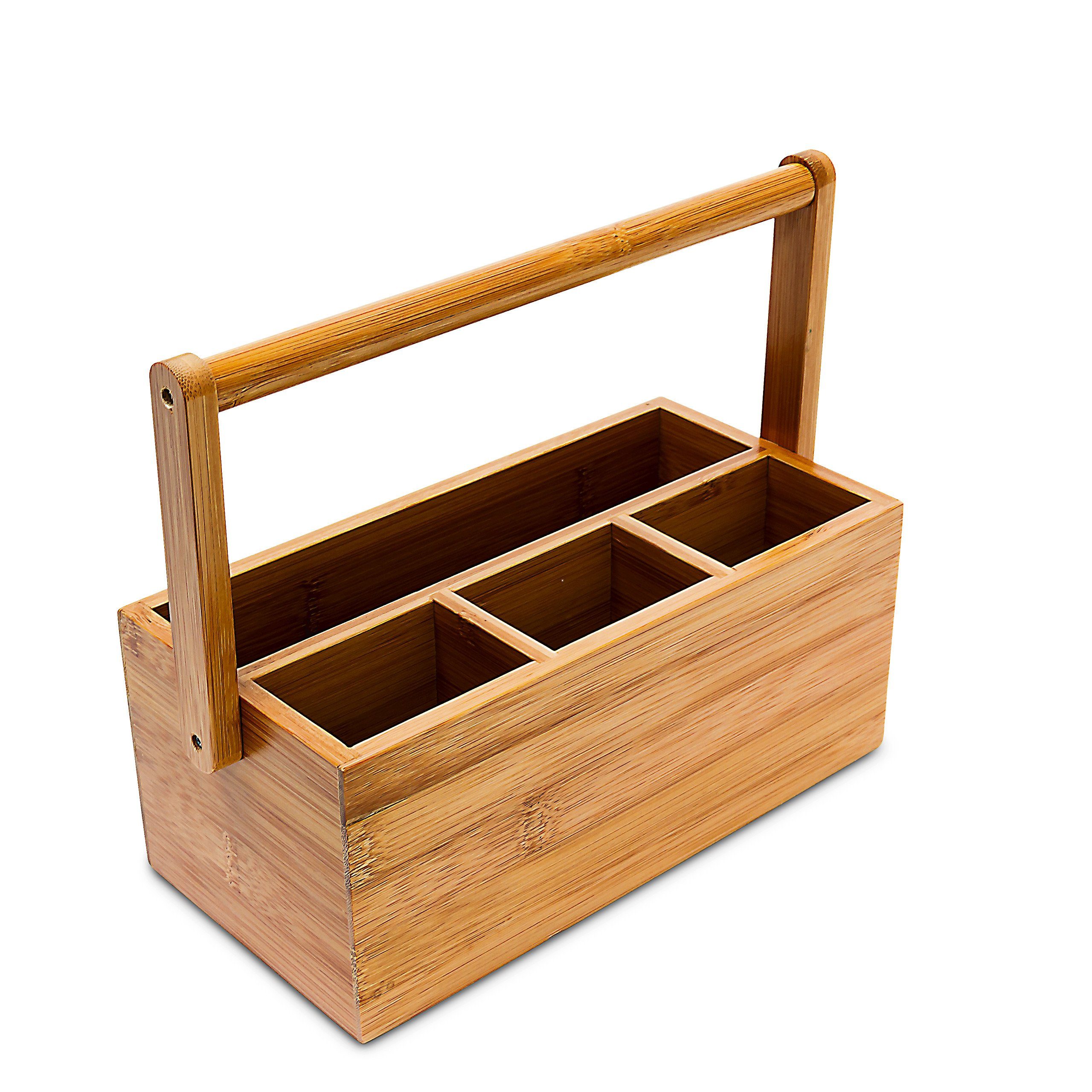 relaxdays Organizer Schreibtisch Organizer Bambus 4 Fächer (1 St)