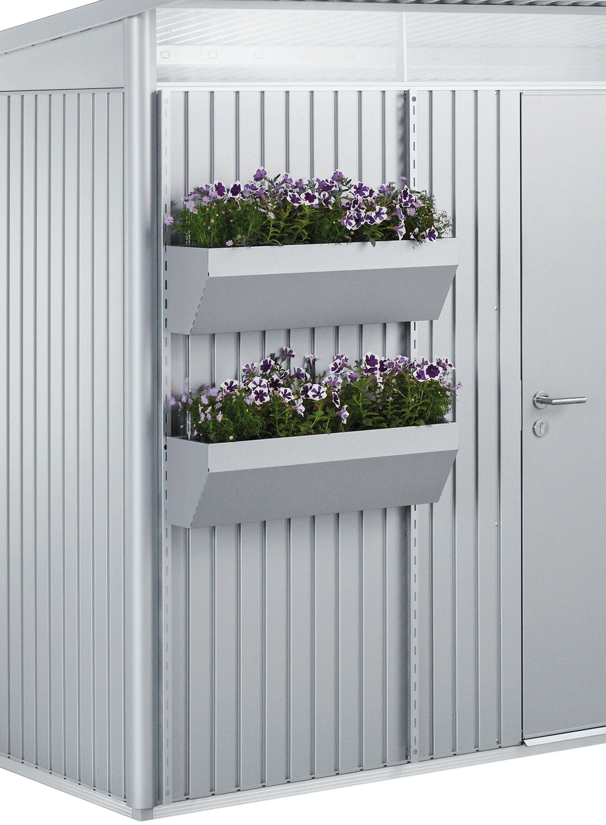 Blumenkasten FloraBoard, silber-metallic Biohort 2er-Set,