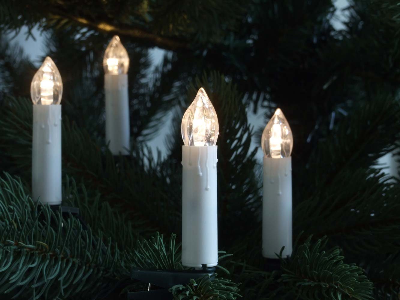 FHS LED-Christbaumkerzen, Lichterkette Weihnachtsbaum 14,5m 30 Kerzen  Baumkerzen Außen