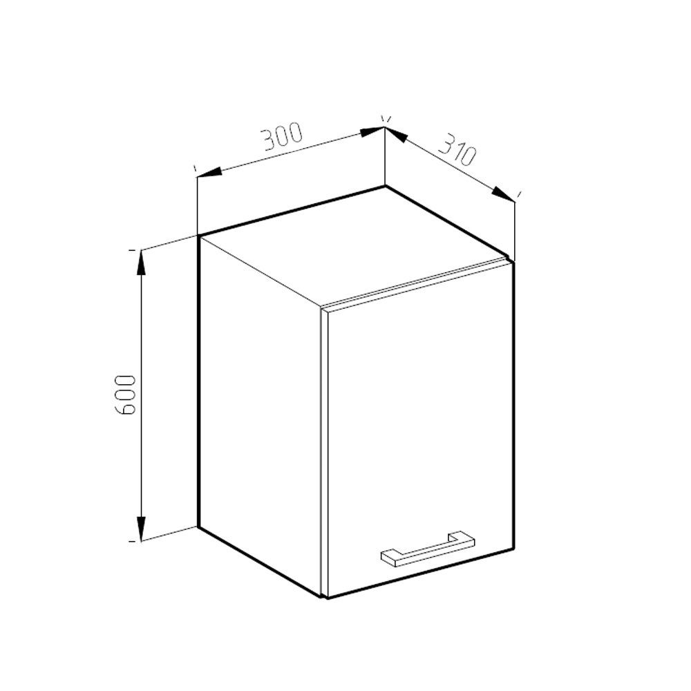 Vicco Hängeschrank R-Line, Goldkraft Eiche/Anthrazit, 30 cm J-Shape (1-St)