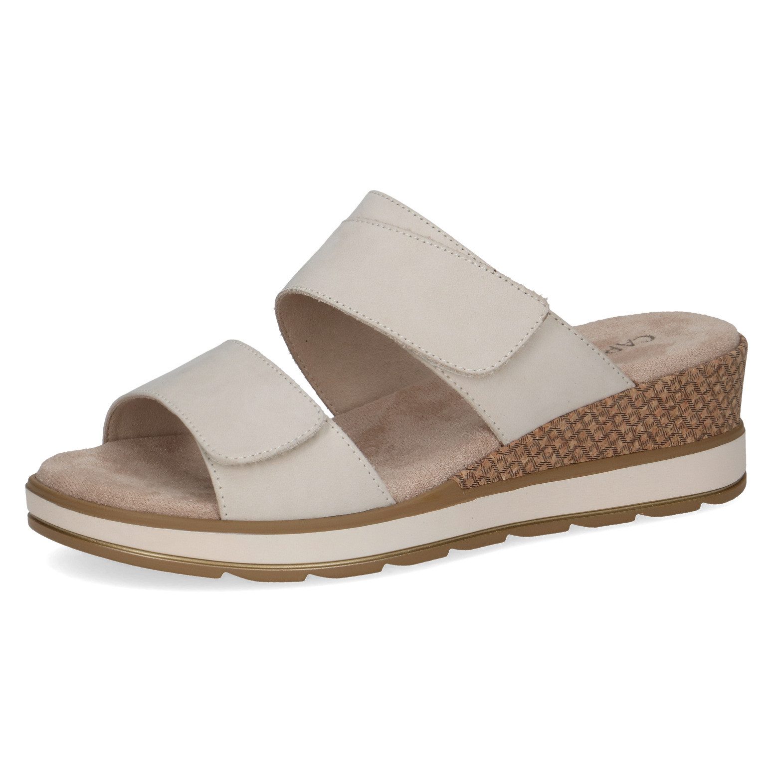 Caprice Pantolette Keilabsatz, Sommerschuh, Schlupfschuh mit zwei Klettriemen