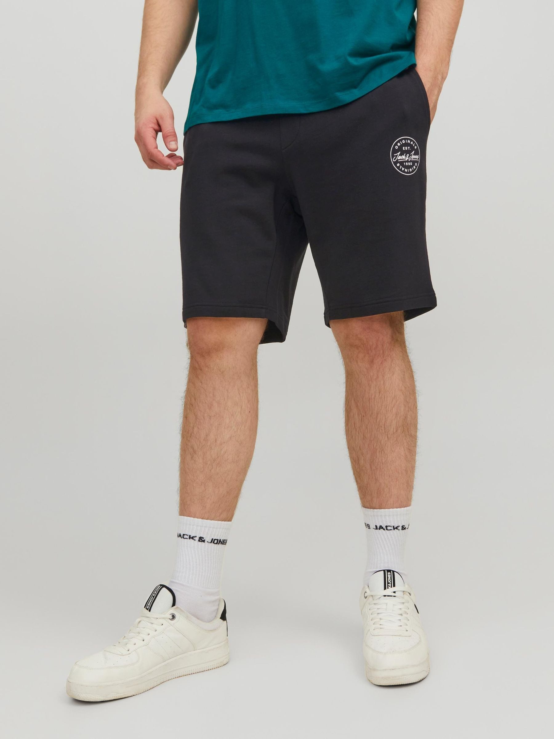 Jack & Jones Sweatshorts Sweat Plus Size Kurze JPSTSHARK für Herren Baumwolle Normal Fit Einfarbig elastisch Kordelzug