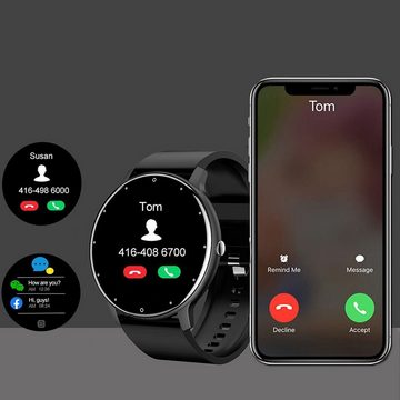Bedee Smartwatch Herren Fitness Tracker mit Pulsmesser und Schlafmonitor Smartwatch (1.28 Zoll), 1-tlg., Fitnessuhr wasserdicht IP67, Smartwatch für iOS und Android Damen Herren