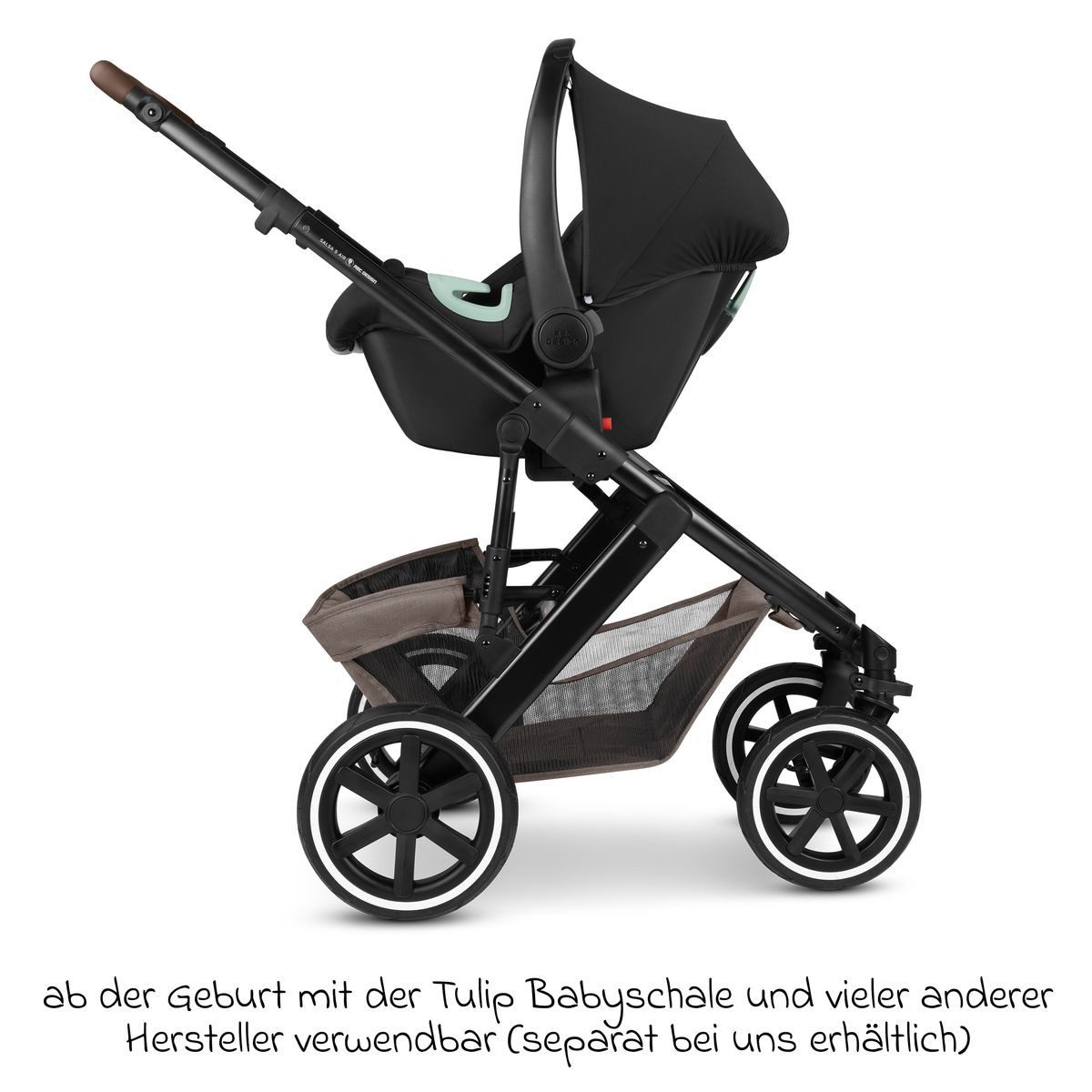 ABC Design Kombi-Kinderwagen Salsa 5 Air - Pure - Nature, 2in1 Kinderwagen Buggy Set mit Babywanne, Sportsitz, Regenschutz