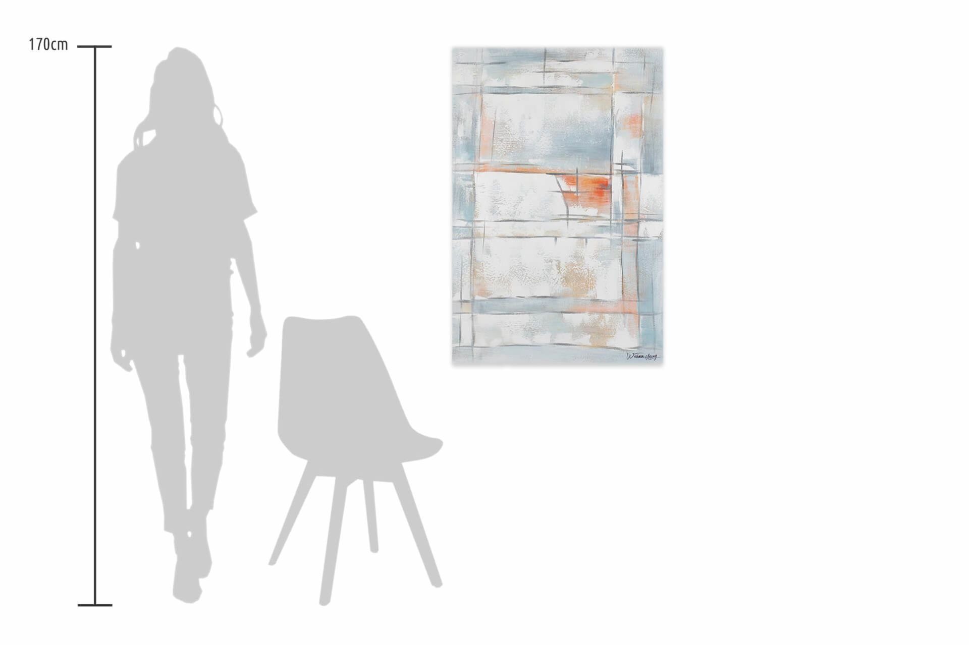 Abstrakte 100% HANDGEMALT Leichtigkeit Wandbild cm, KUNSTLOFT Wohnzimmer Leinwandbild 60x90 Gemälde