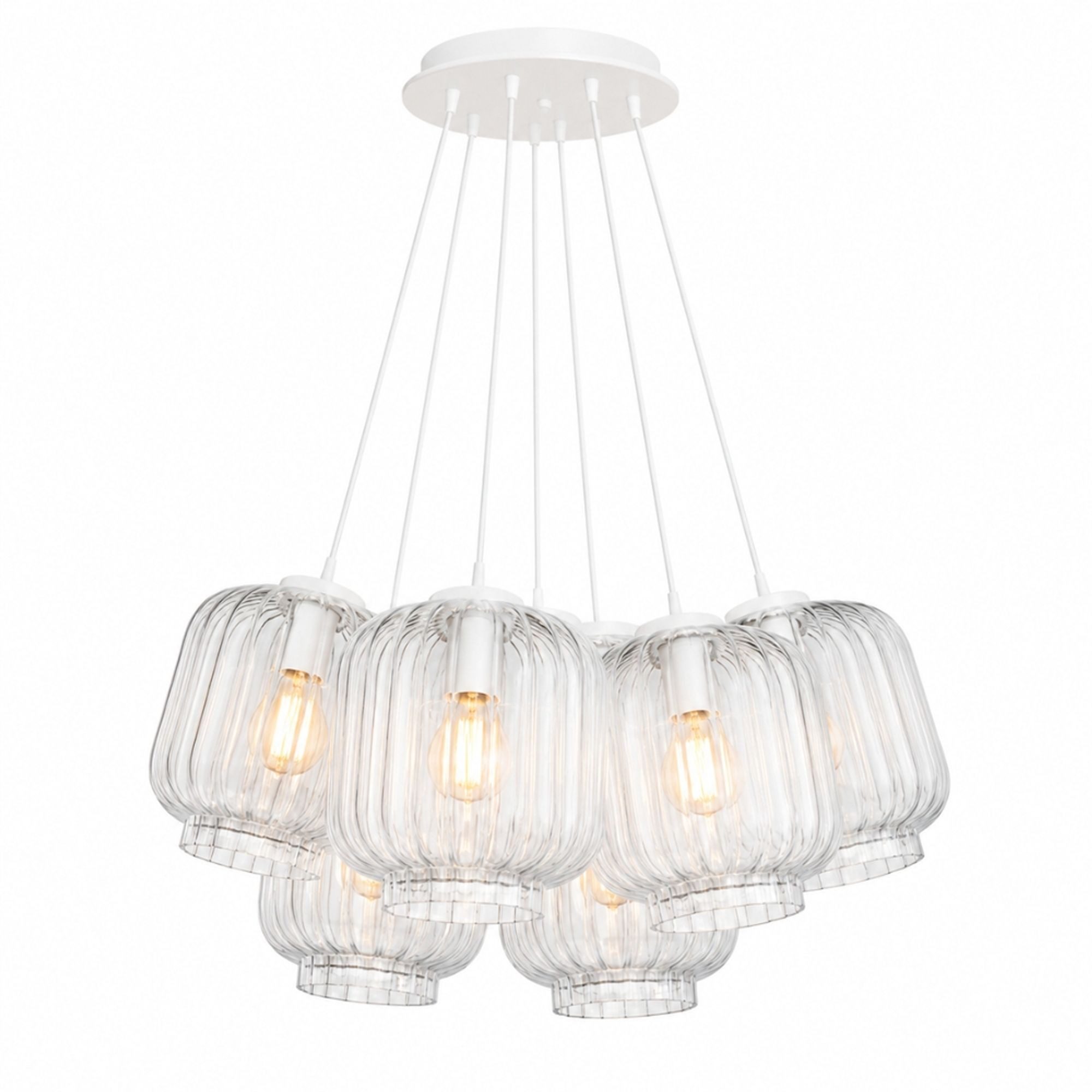 s.luce Pendelleuchte s.luce Velo Cluster Glas-Pendelleuchte 7-flammig 7x20cm Klar