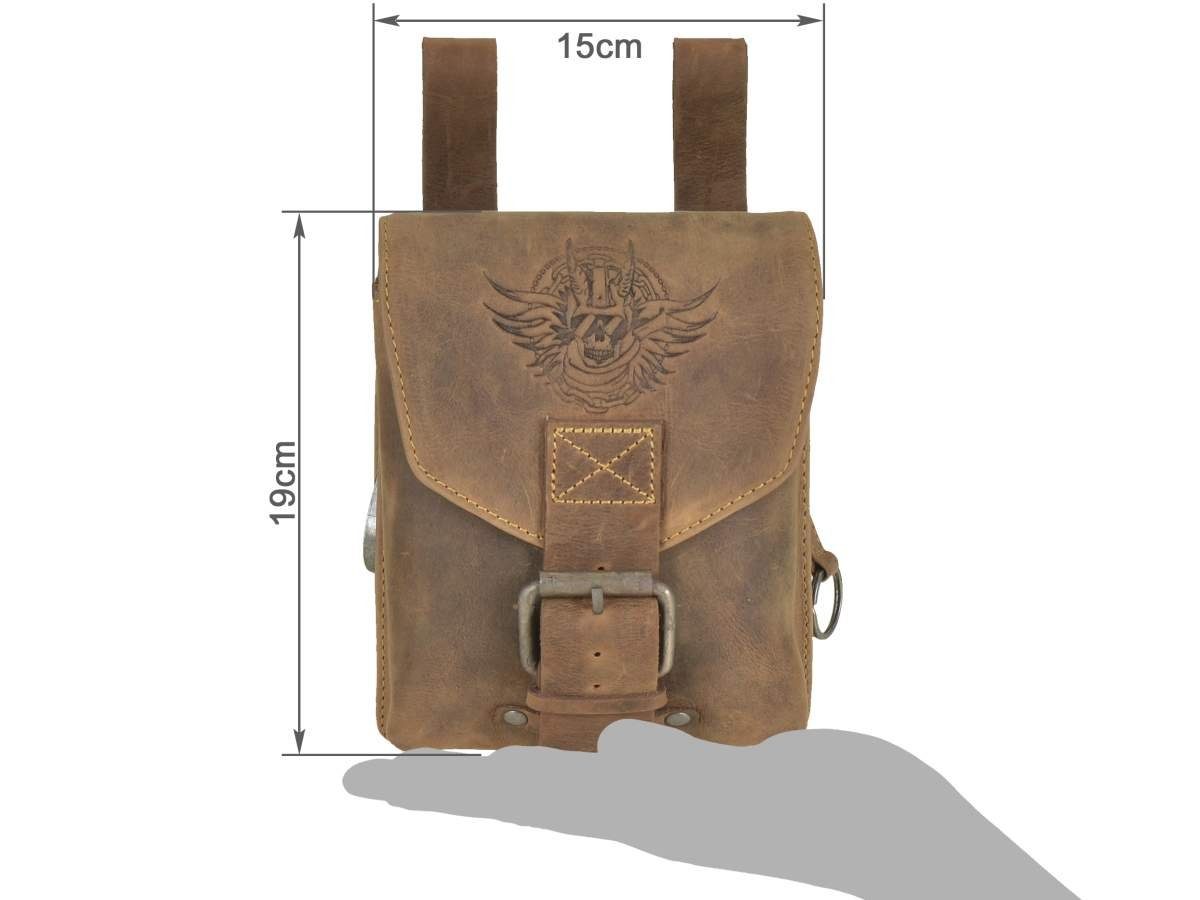 Greenburry Gürteltasche Vintage Biker, große Bikertasche 15x19cm, für Motorradfahrer Biker, lange Schlaufen