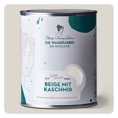 MissPompadour Wandfarbe Beige mit Kaschmir - abwaschbare Wandfarbe mit hoher Deckkraft 1 L, scheuerbeständig und wasserbasiert