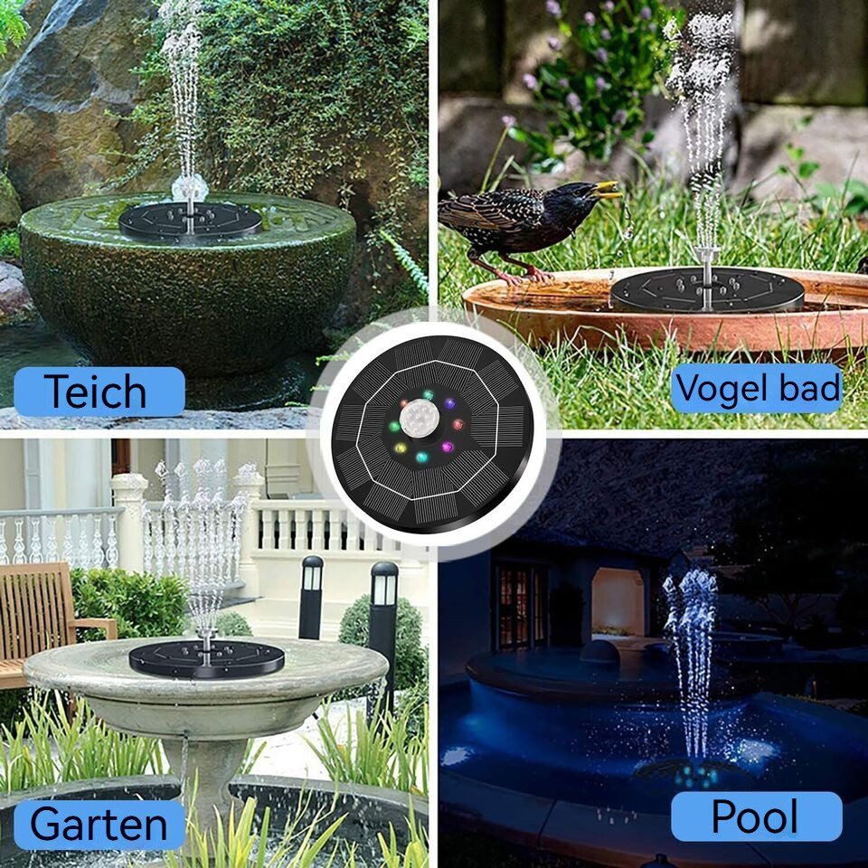 BlingBin Gartenbrunnen Solar Springbrunnen mit LED günstig online kaufen