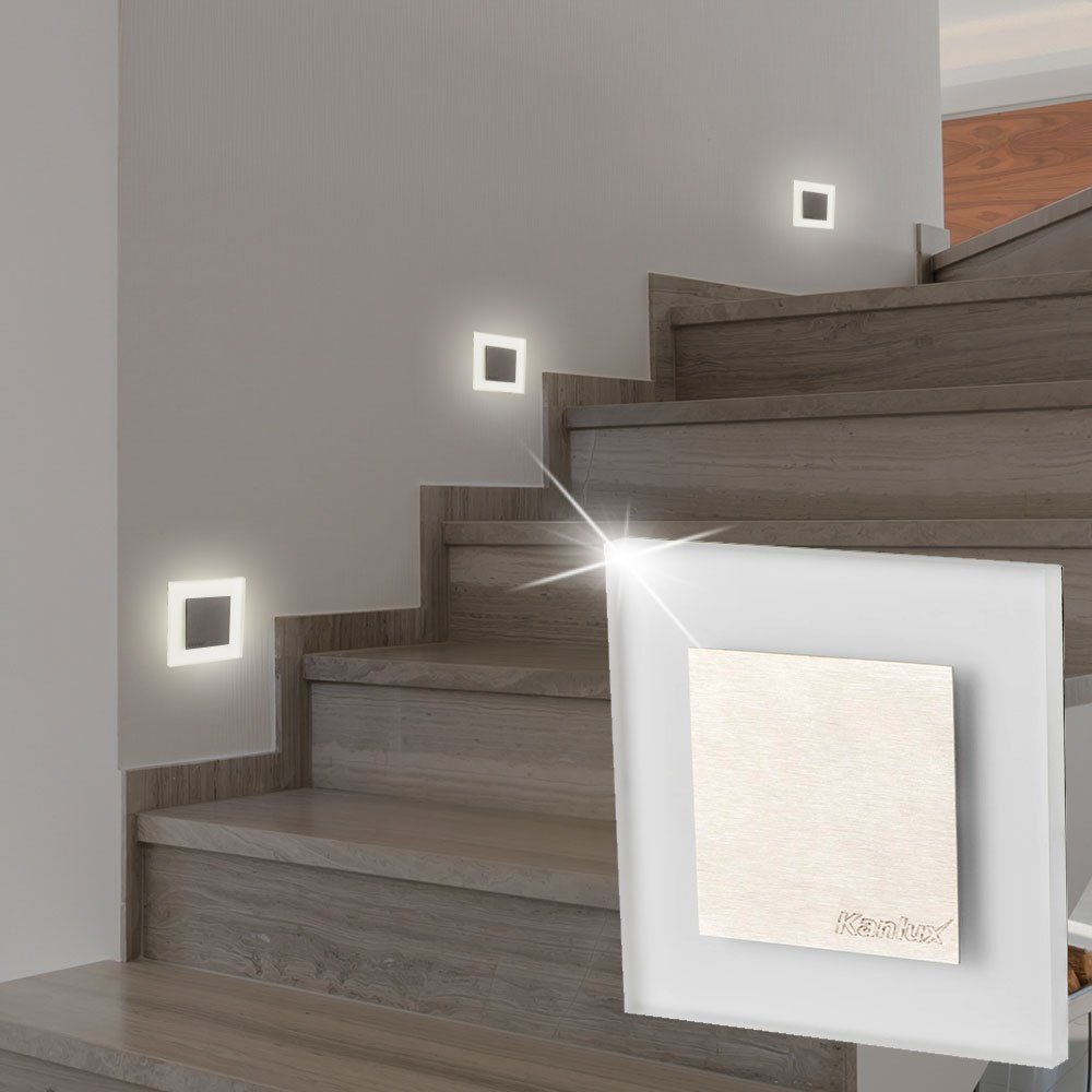 etc-shop LED Einbaustrahler, LED-Leuchtmittel Warmweiß, Decken fest Set LED Ess Beleuchtung Lampen Treppen Wand Zimmer verbaut, 2er