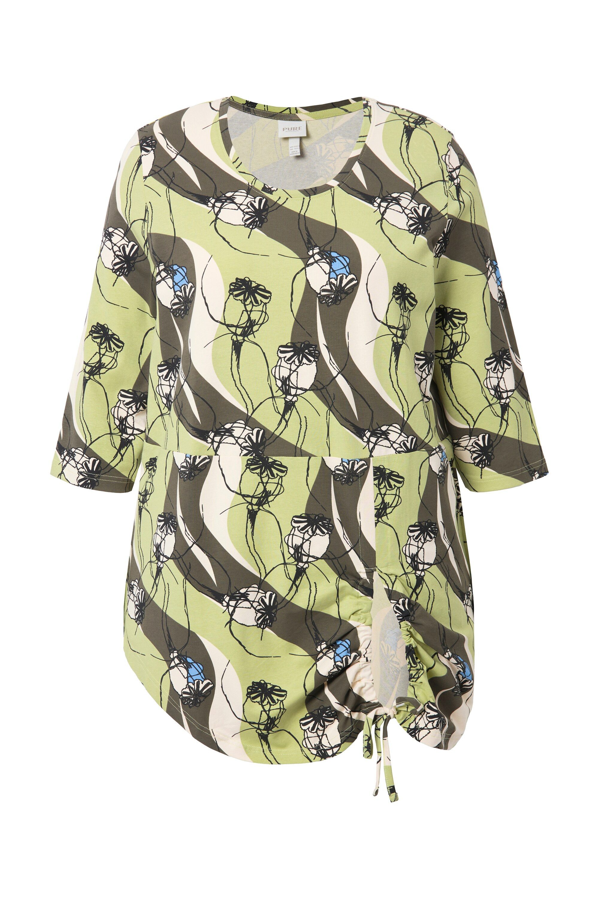 Ulla Popken Longshirt Longshirt A-Linie Rundhals 3/4-Arm Biobaumwolle günstig online kaufen