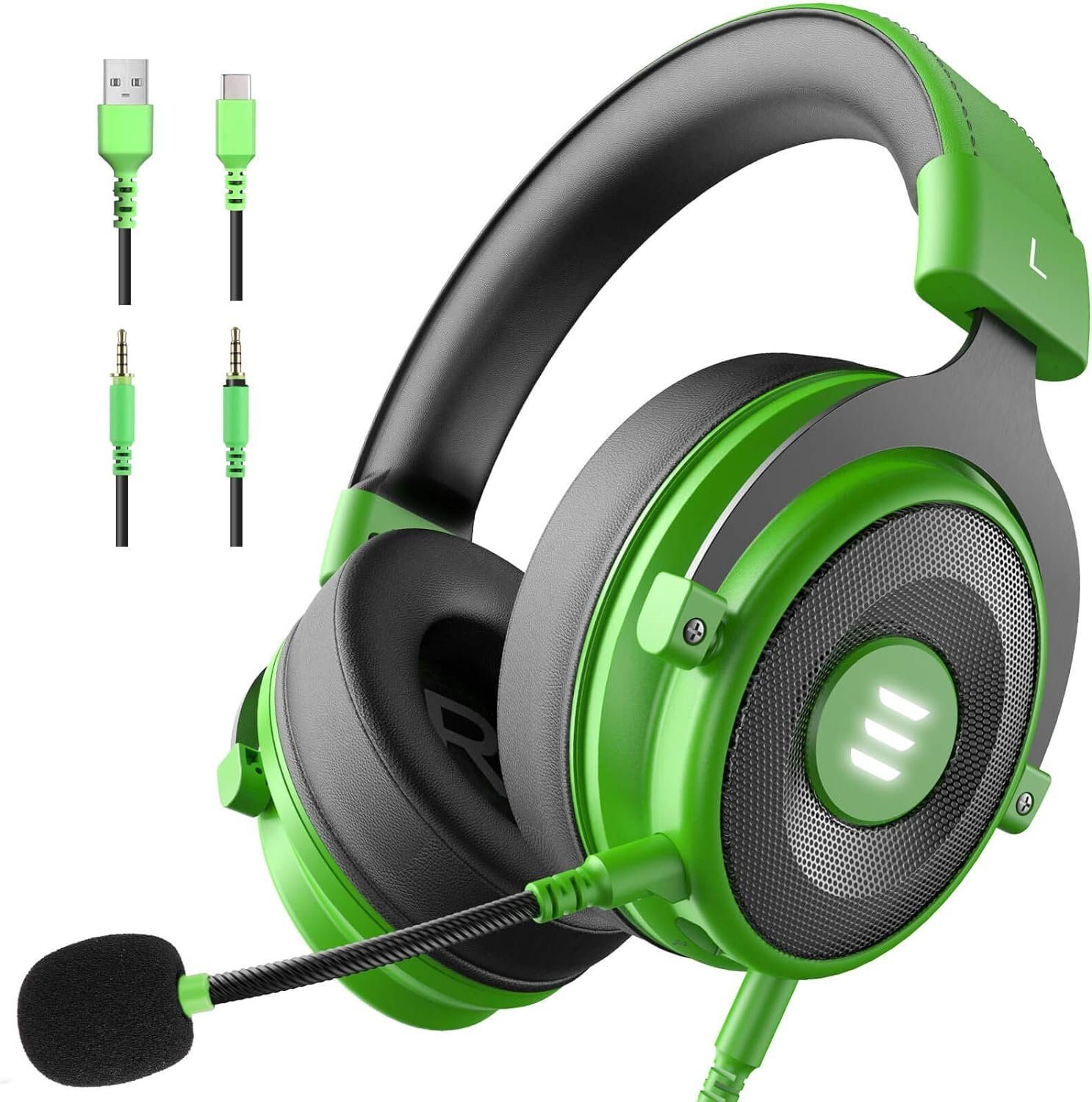 Headset USB-Headset, superleichter audiobuchse EKSA Gaming kopfhörer) Cancelling licht (Gaming mit mikrofon Noise headset Mikrofon, Gaming-Headset