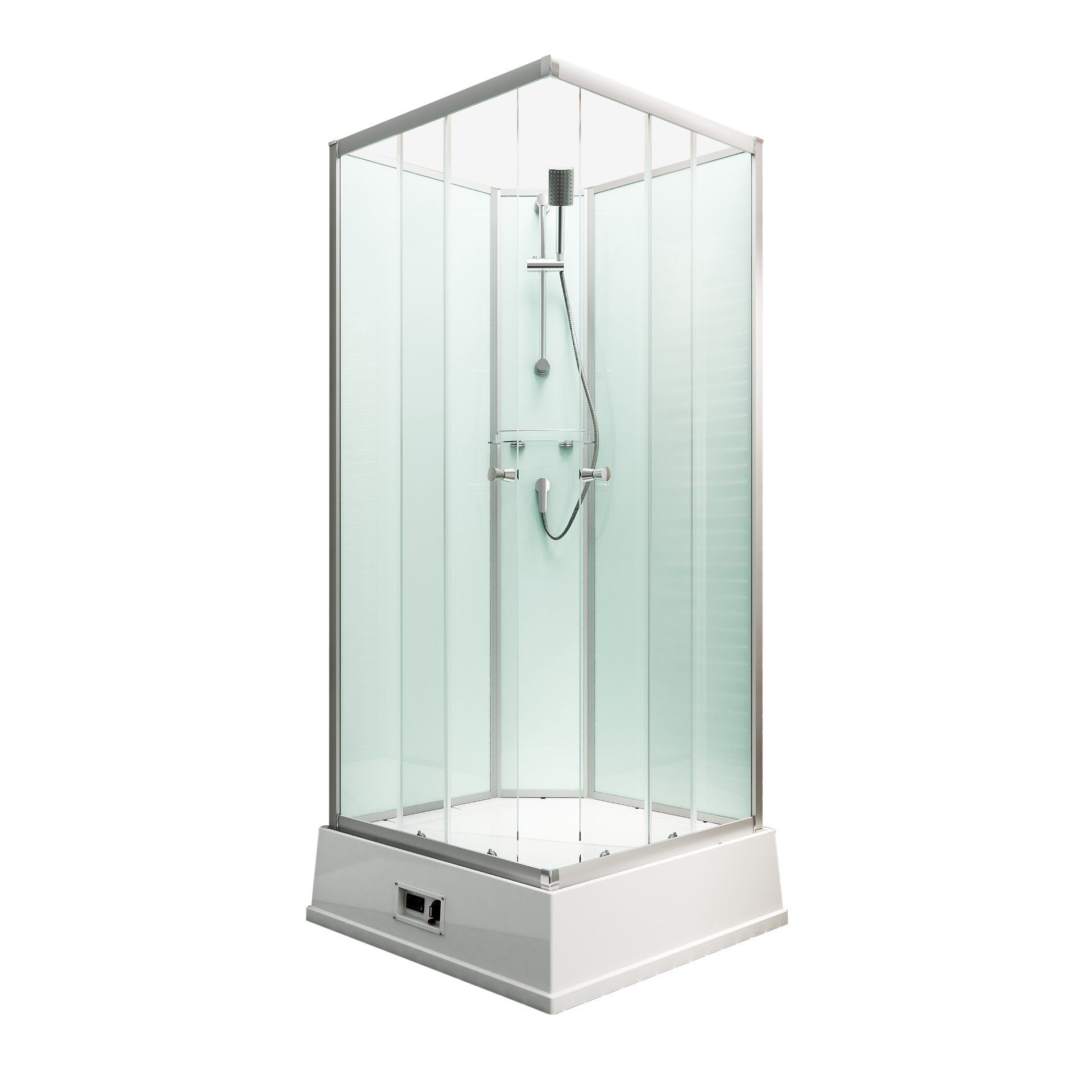 Schulte Komplettdusche Korfu II, BxT: 94x94 cm, 5 mm Sicherheitsglas, Komplett-Set, inkl. Boiler und Pumpe, Eckdusche, Schiebetür