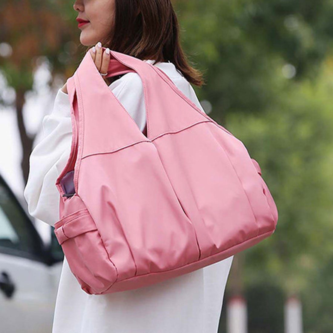 DÖRÖY Sporttasche Damenhandtasche für Yoga,Reisetasche mit großer Kapazität, Sporttasche Rosa