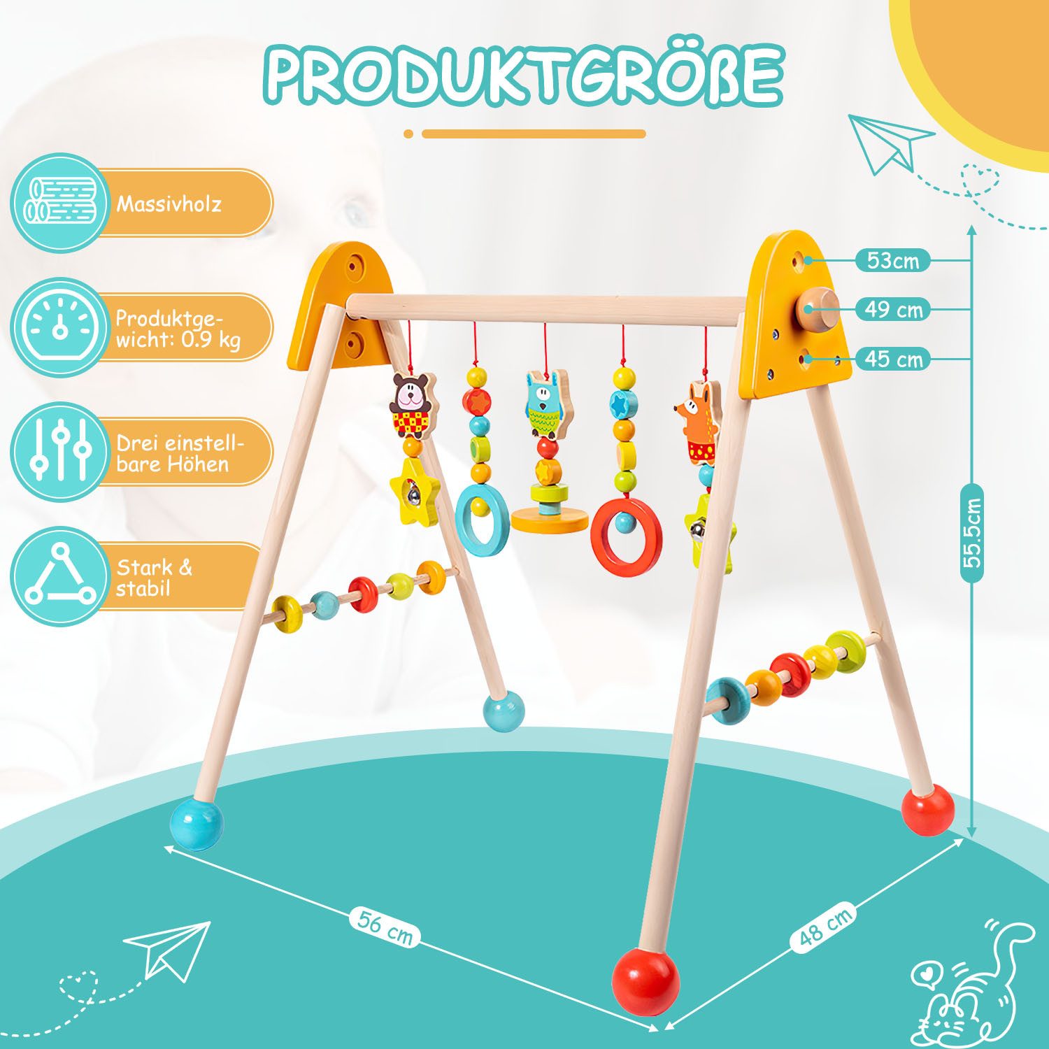 HEYHIPPO Baby Gym Holzspielbogen Babygymnastikrahmen frühkindliche Bildung günstig online kaufen