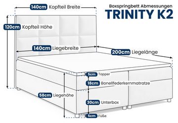 Best for Home Boxspringbett Trinity K2, mit Bettkasten und Topper