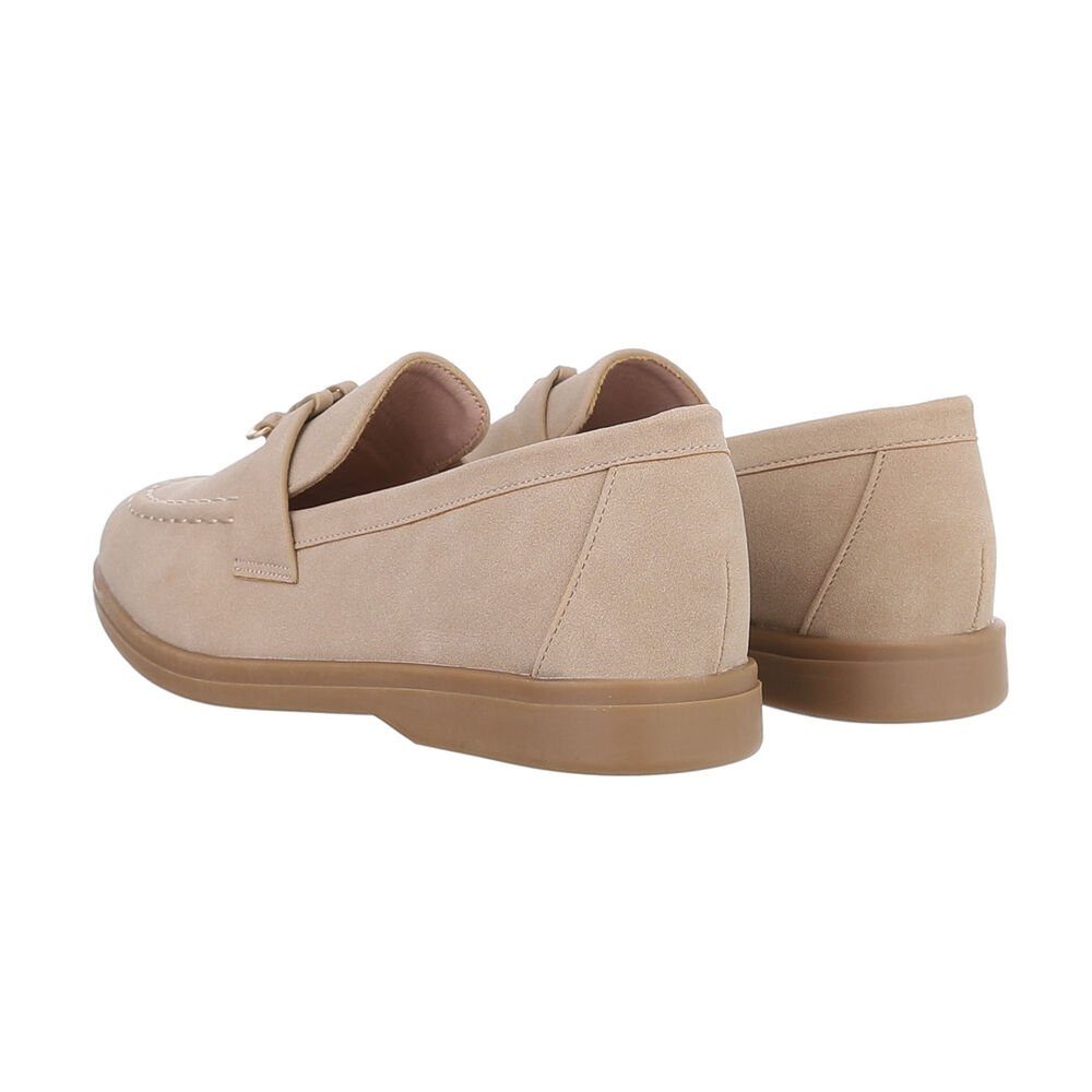 Ital-Design Damen Mokassins Freizeit Slipper (85743996) Blockabsatz Mokassins in Hellbraun