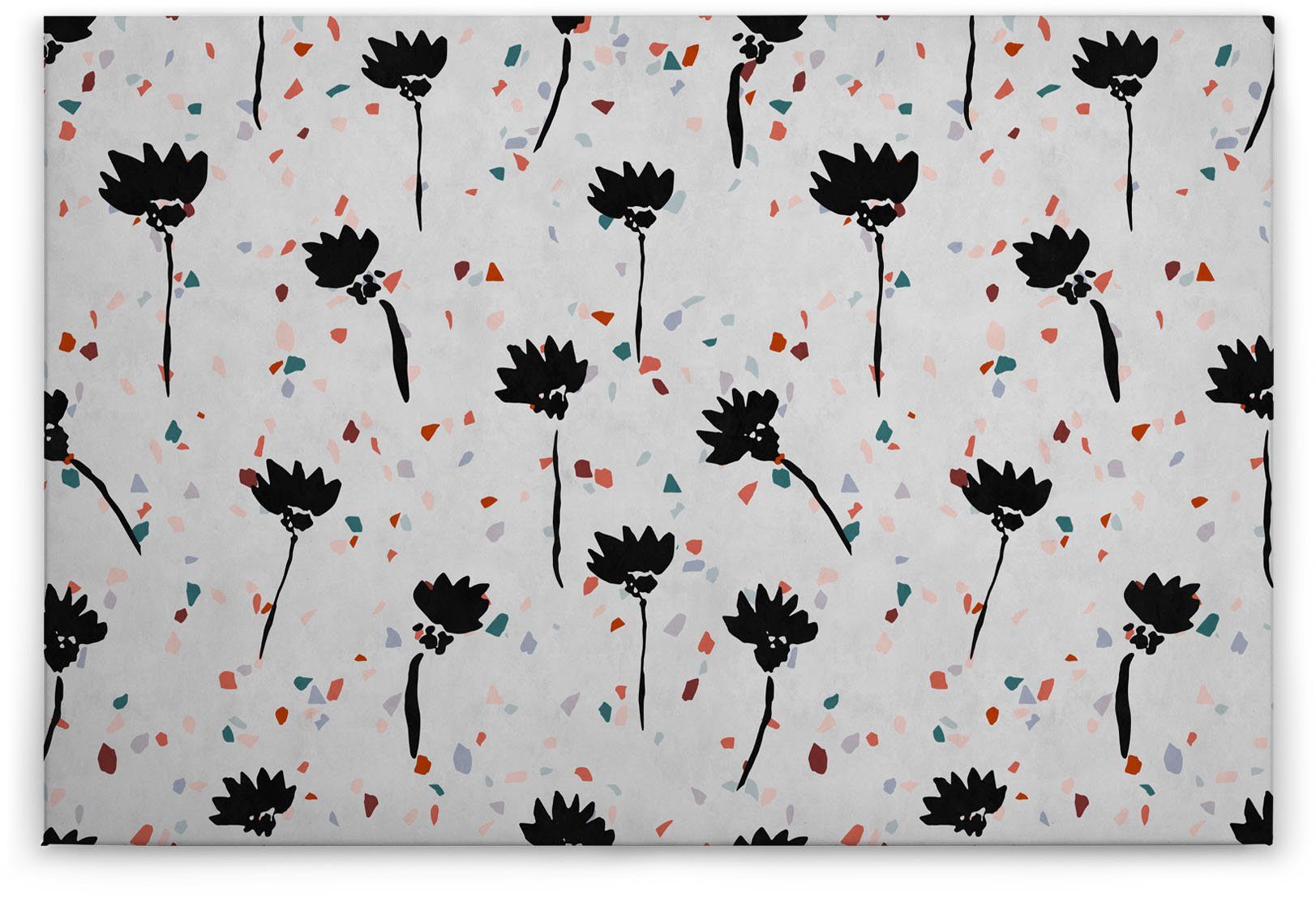 A.S. Création Leinwandbild terrazzo, Blumen, Kinder, Kunst (1 St), Keilrahmen Abstrakt Blumen Bunt Grau Leinwand-Bild Wohnzimmer modern
