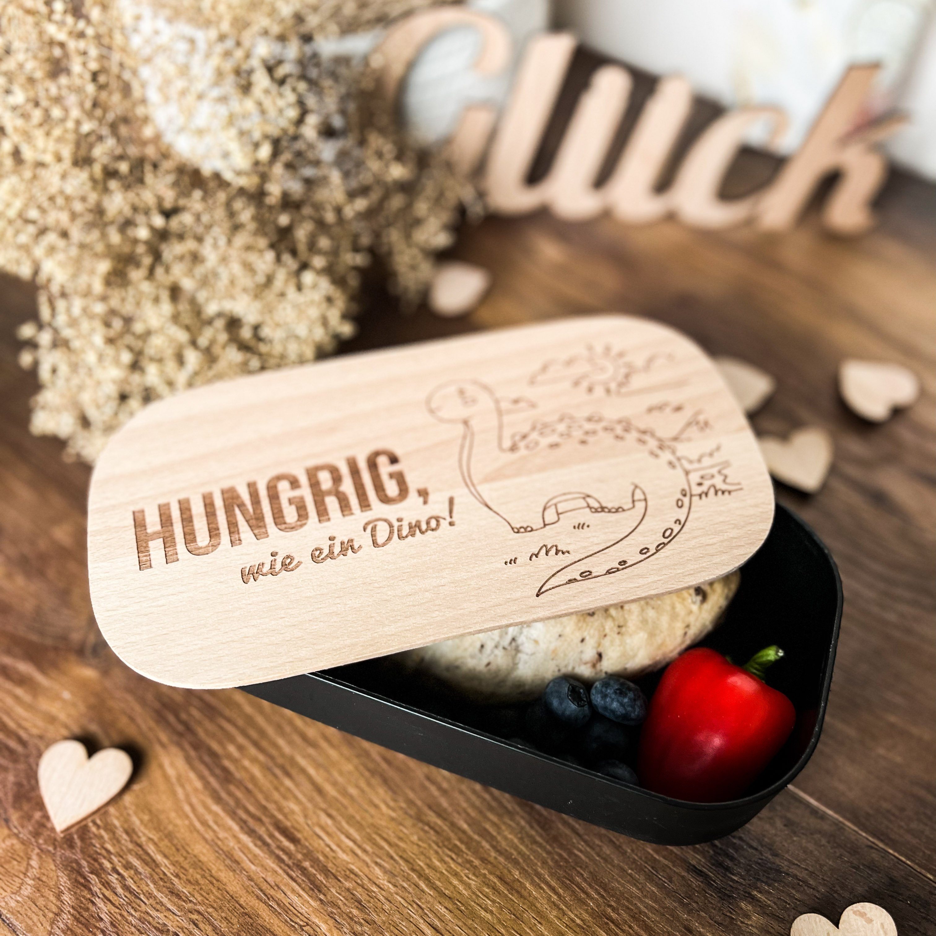 Spruchreif® Lunchbox Lunchbox mit graviertem Holzdeckel