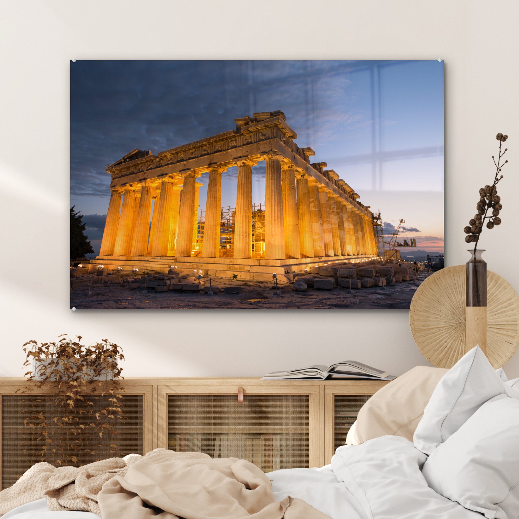 Acrylglasbilder Schlafzimmer & Der in Acrylglasbild Wohnzimmer beleuchtete St), MuchoWow Griechenland, Parthenon (1