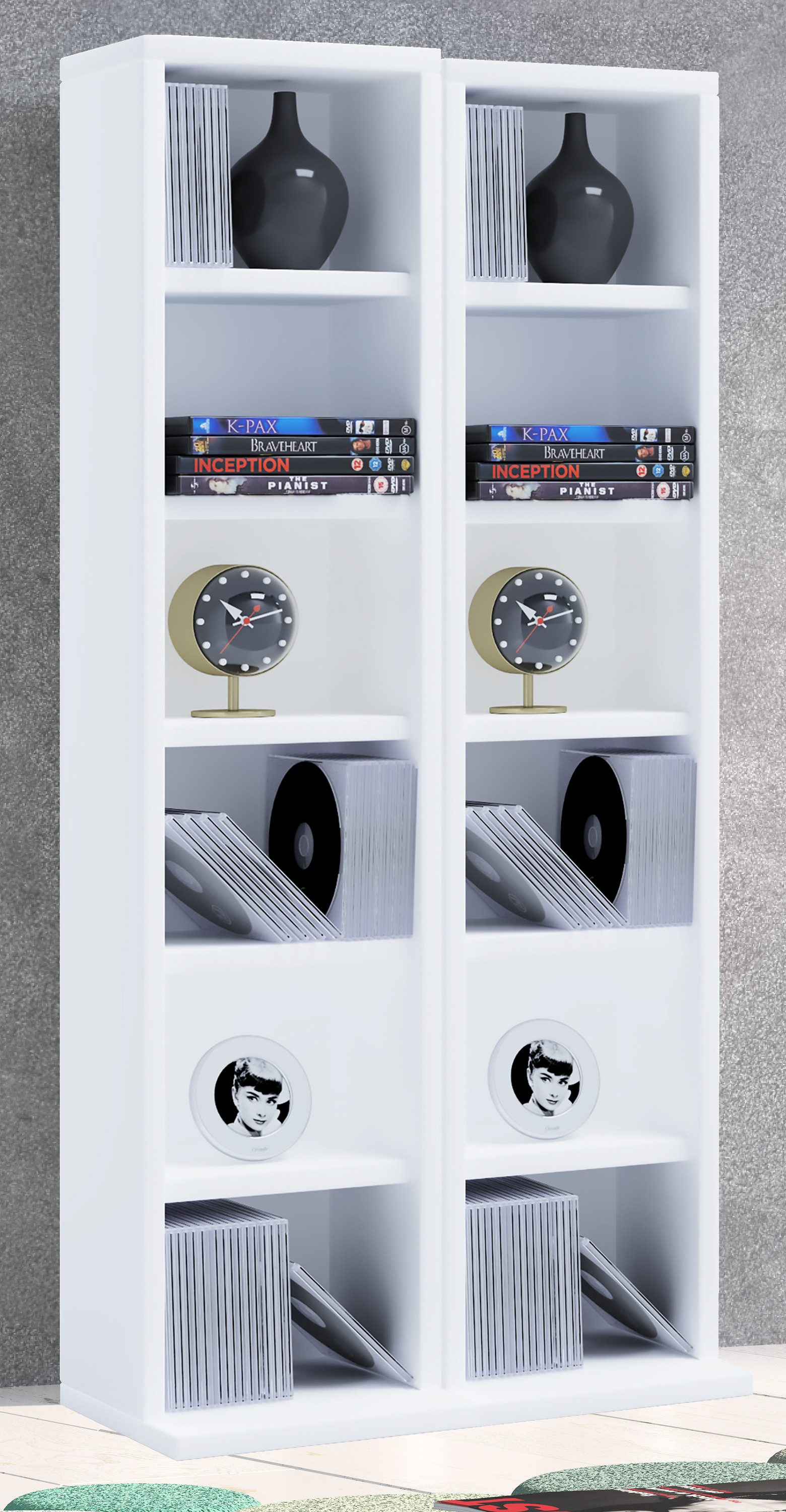 VCM Standregal Holz CD DVD Stand Regal Schrank Ständer Milano