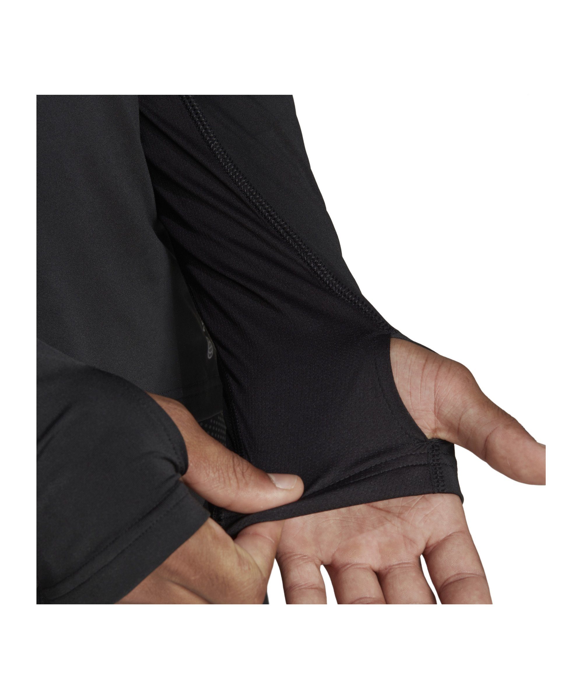 schwarz Lauftop adidas Sweatshirt Daumenöffnung Halfzip Performance