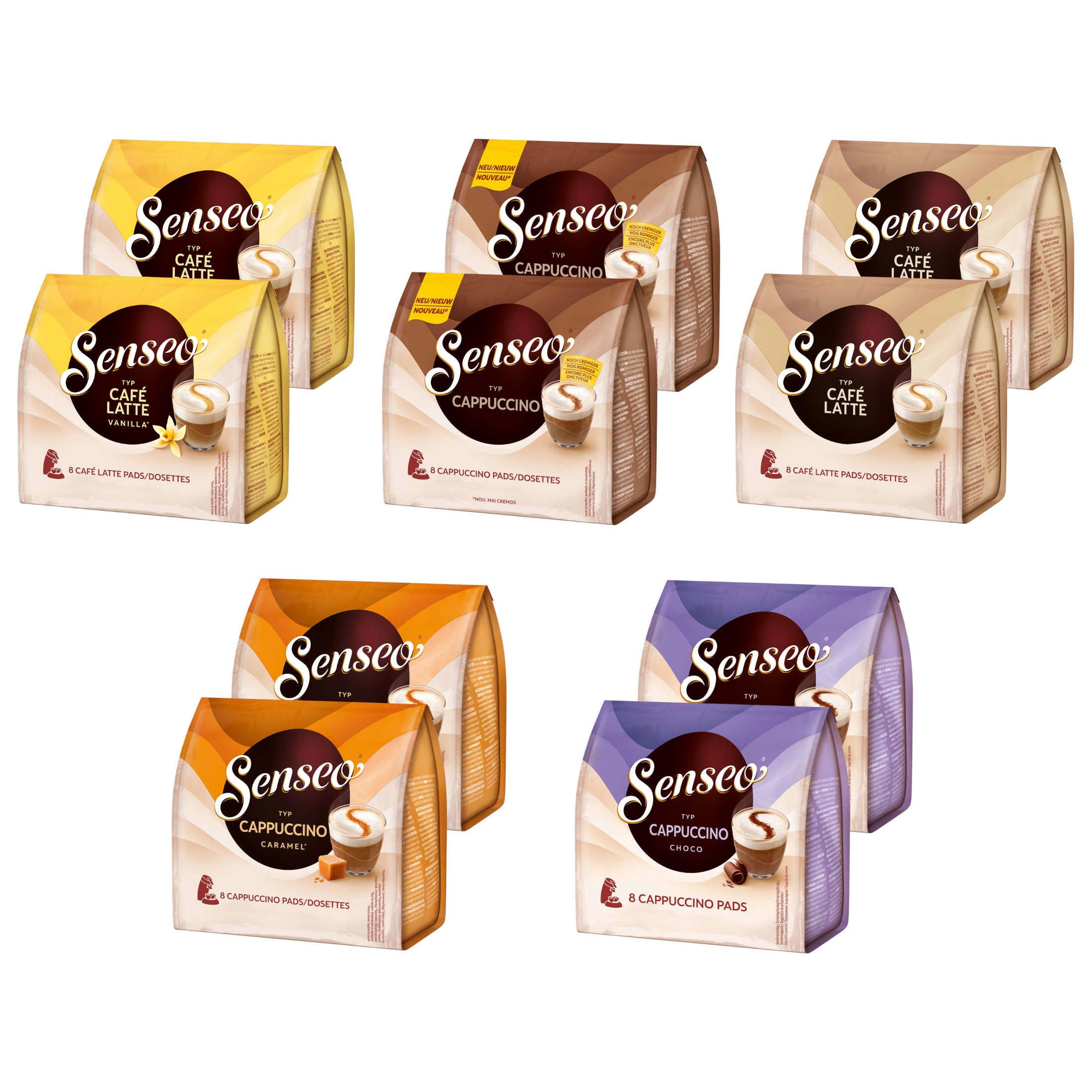 Senseo Kaffee Pads Creamy Collection Milk Range Vielfaltspaket 5 Sorten 80 Getränke, (Packung, 10er Pack)
