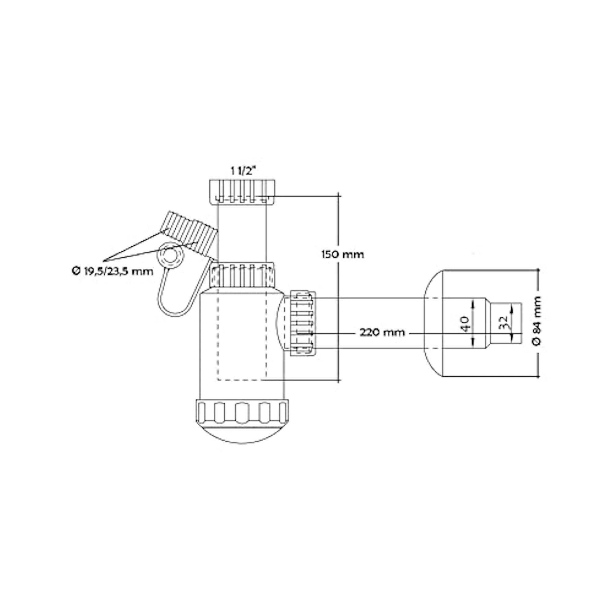 tecuro Siphon Flaschensiphon mit Geräteanschluss für Spülbecken, 1 1/2 Zoll, mit Geräteanschluss – Bild 4 von 5