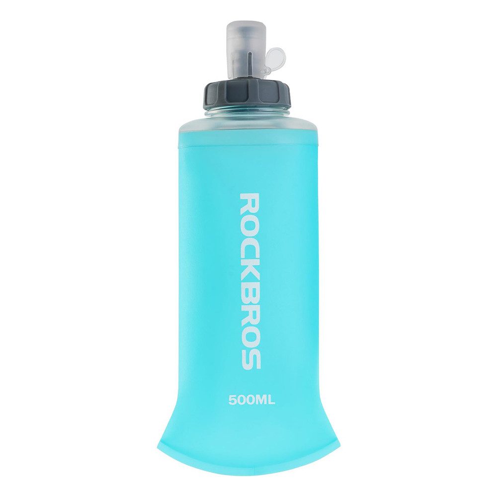 ROCKBROS Trinkflasche Faltflasche Sportflasche Trinkbeutel, faltbar, auslaufsicheres Beißventil, TPU, 500 ml