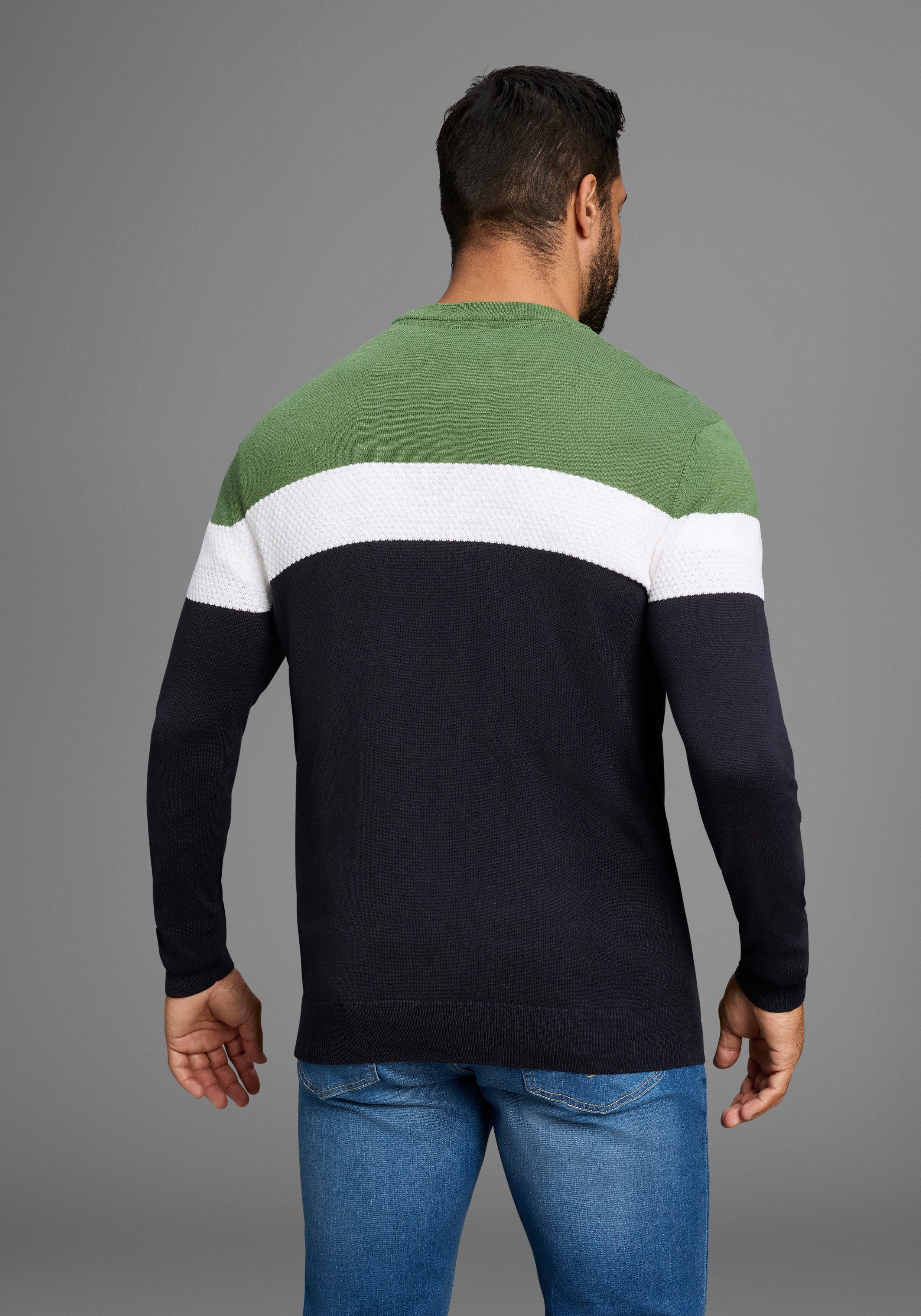 H.I.S Rundhalspullover neue Farben! Colorblocking, in günstig online kaufen