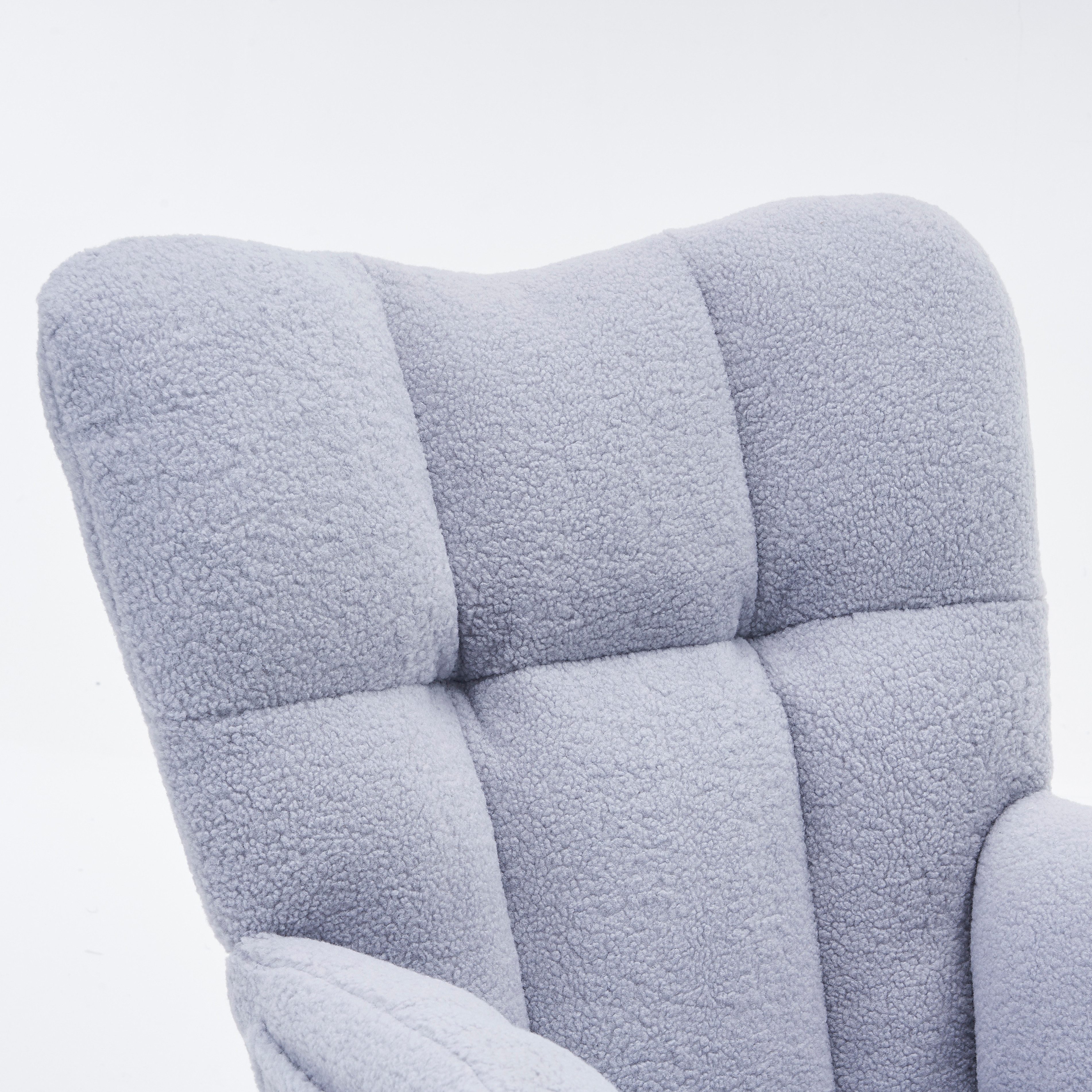 STILVORA Schaukelstuhl mit Fußstütze,Schaukelsessel mit Polsterung,Relaxsessel aus Teddystoff, mit ausziehbarer Fußstütze 98-123cm×70cm×98.5cm