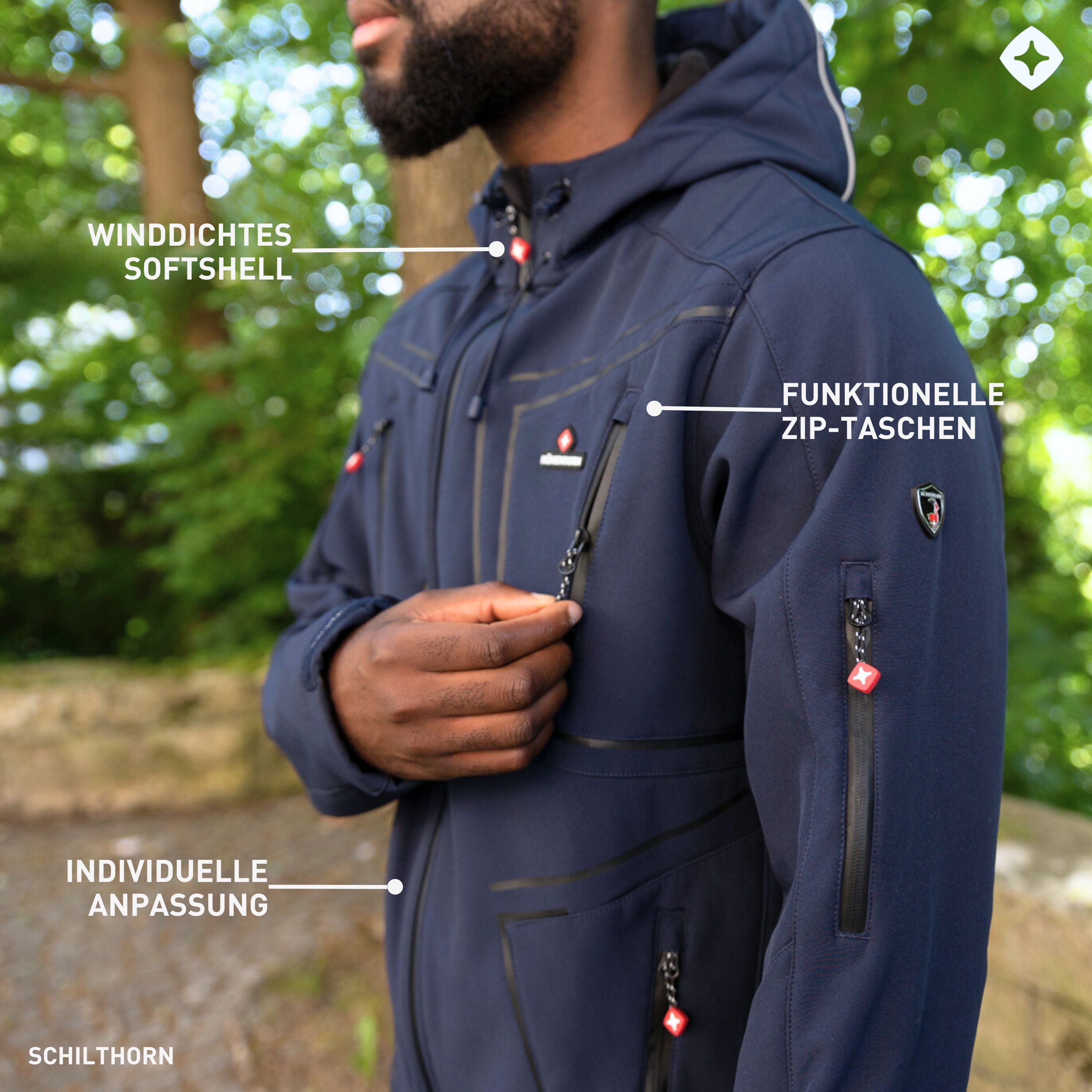 Höhenhorn Softshelljacke Schilthorn Herren Softshell Jacke für Männer Outdoor Funktionsjacke Microfleece-Innenfutter, Atmungsaktiv, Wasserdicht