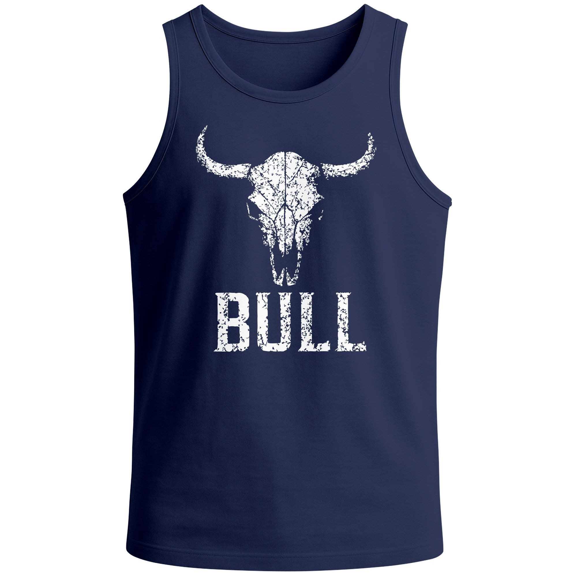 Tanktop Herren Tank-Top mit Vintage Stierschädel Frontprint Schriftzug