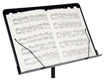 McGrey Notenpult Orchesterpult Lochblech Ständer Deluxe Notenständer mit Notenklemmen, (Spar-Set, 2-tlg., Set mit Premium LED-Leuchte), Abnehmbare Lochblechablage