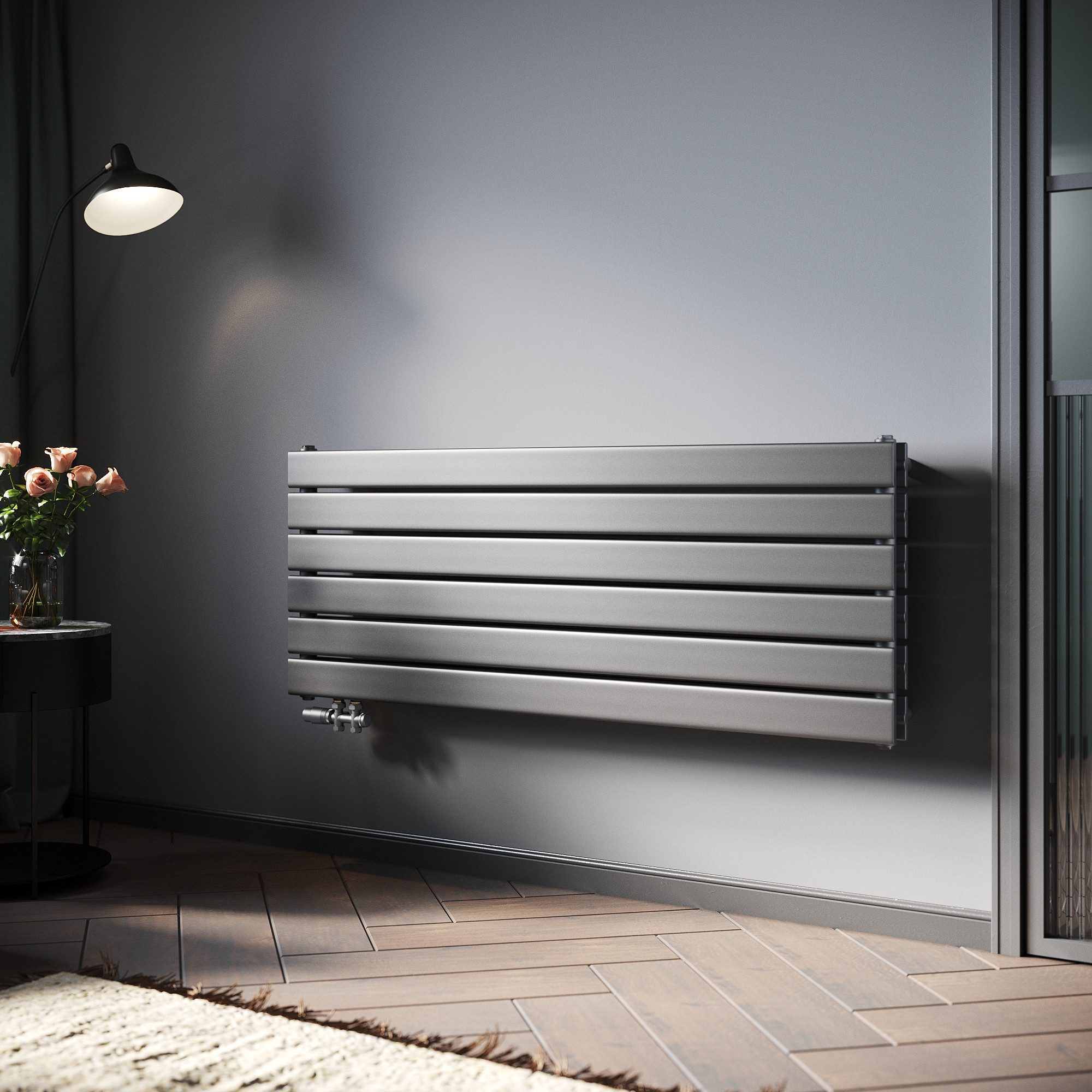 SONNI Heizkörper Heizkörper Wasserbeheizte Heizkörper,Breite 1200mm,Schwarz günstig online kaufen