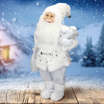 ECD Germany Weihnachtsmann Tischdeko Winterdeko Weihnachten Figur Dekoration Santa Claus Nikolaus (kein Set, kein Set), Polyresin 24x14x47cm Weiß