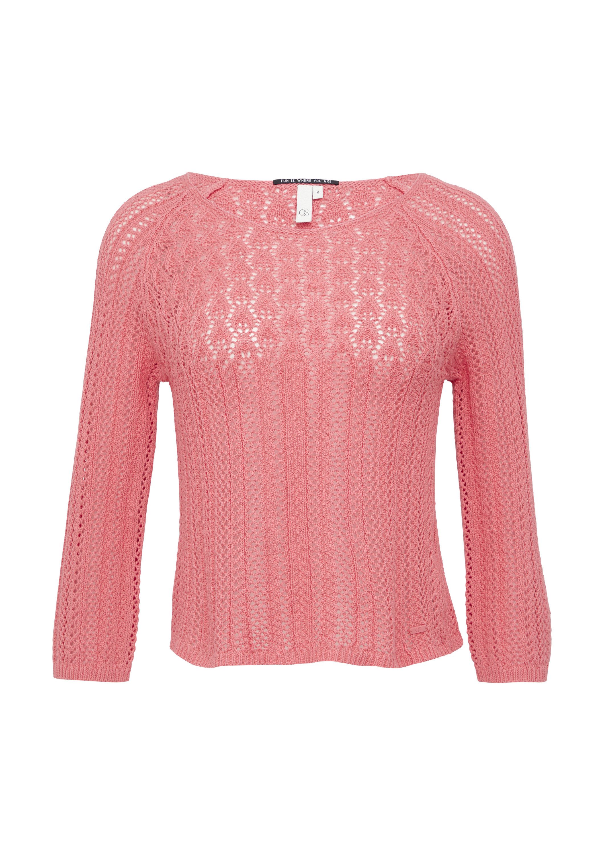 QS 3/4 Arm-Pullover Strickpullover Pullover in Häkeloptik günstig online kaufen