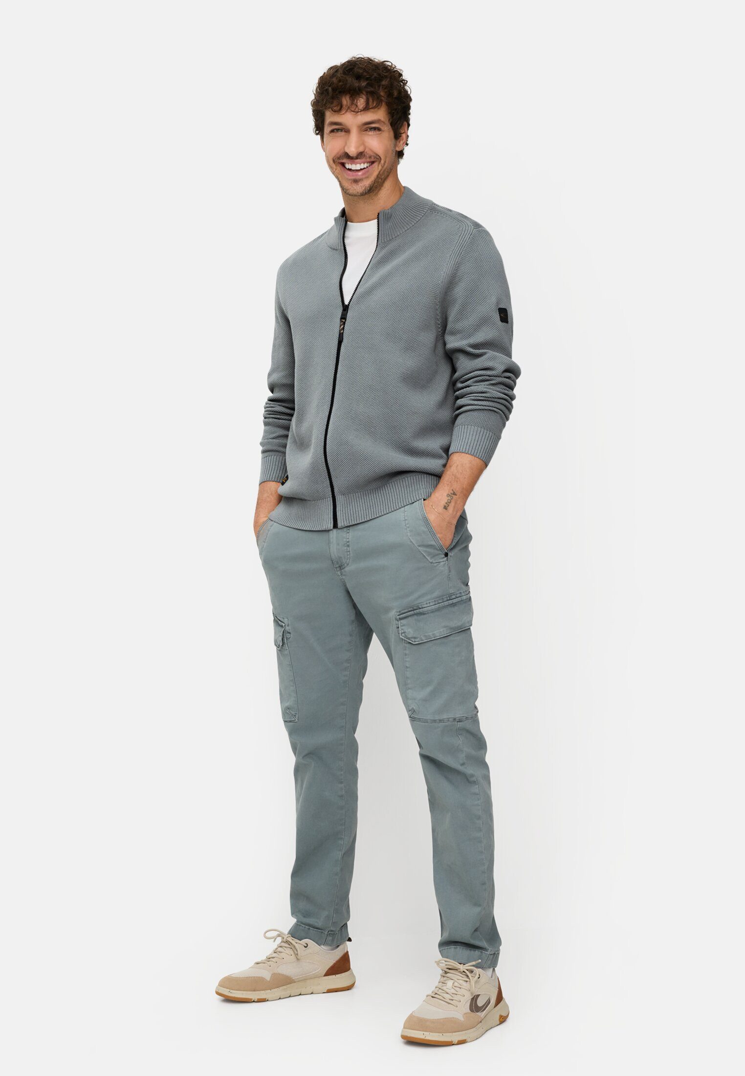 camel active Strickjacke mit Stehkragen Langarm Stehkragen