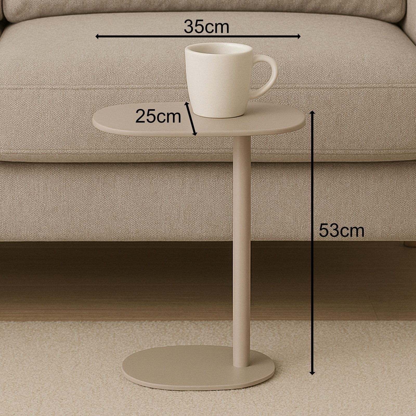 Koopman Beistelltisch Sofatisch Metalltisch Oval 53x35x25 cm Beige / Schwar günstig online kaufen