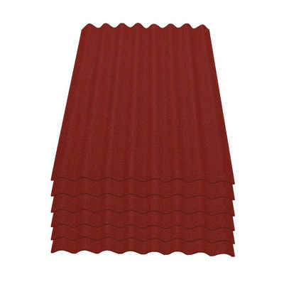 Onduline Dachpappe Onduline Easyline Dachplatte Wandplatte Bitumenwellplatten Wellplatte 6x0,76m² - rot, wellig, 4.56 m² pro Paket, (6-St)