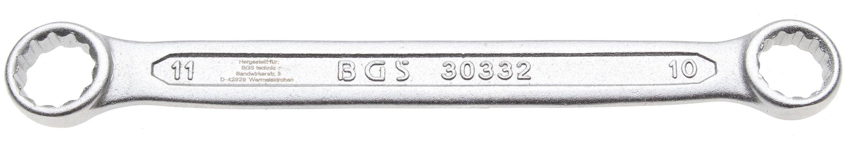 BGS technic Ringschlüssel Doppel-Ringschlüssel, extra flach, SW 10 x 11 mm
