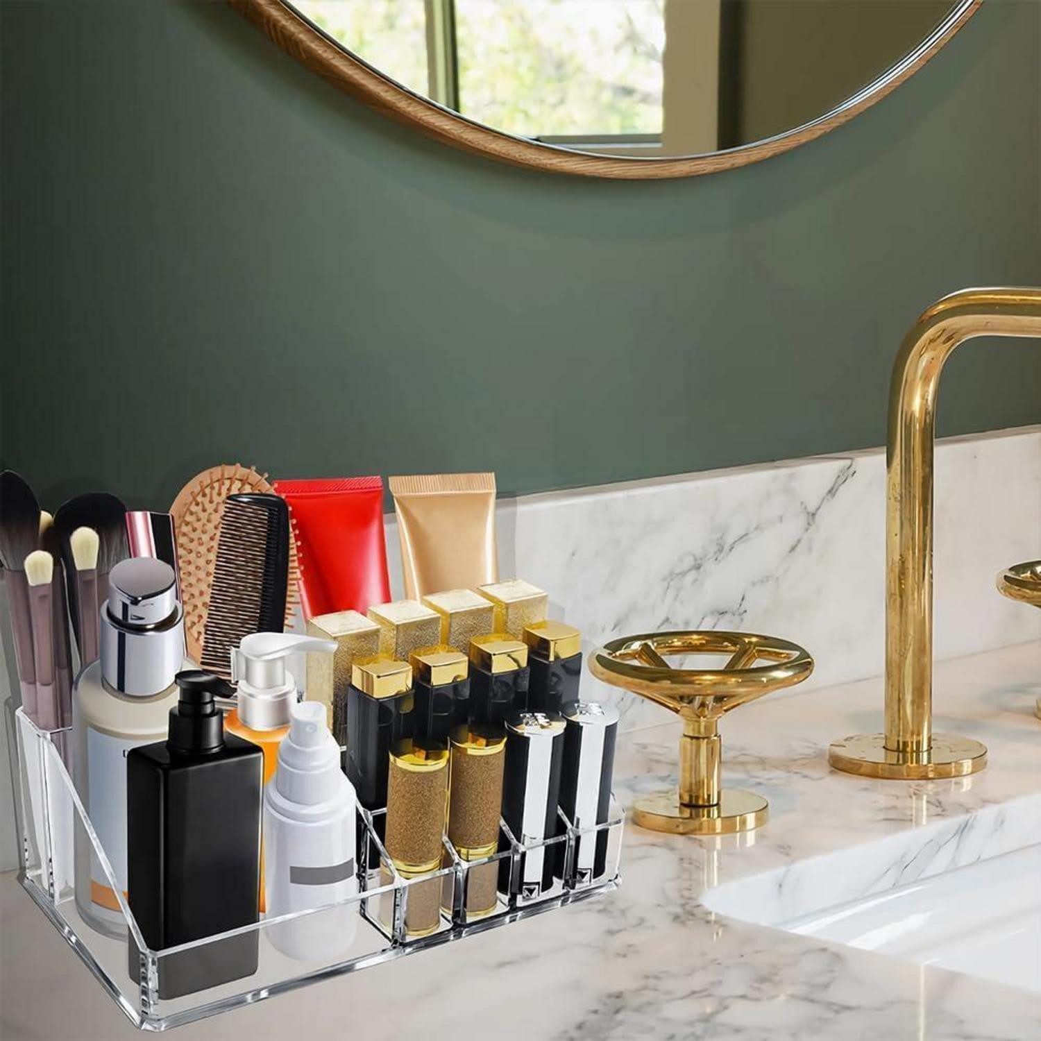 Ubitree Kosmetikkoffer Kosmetik Organizer Acryl Lippenstiftständer 16 Fächer Badezimmer