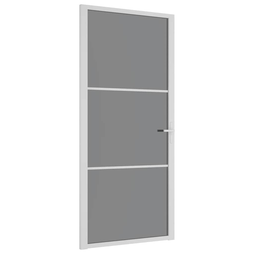vidaXL Haustür Innentür 93x201,5 cm Weiß ESG-Glas und Aluminium (1-St)